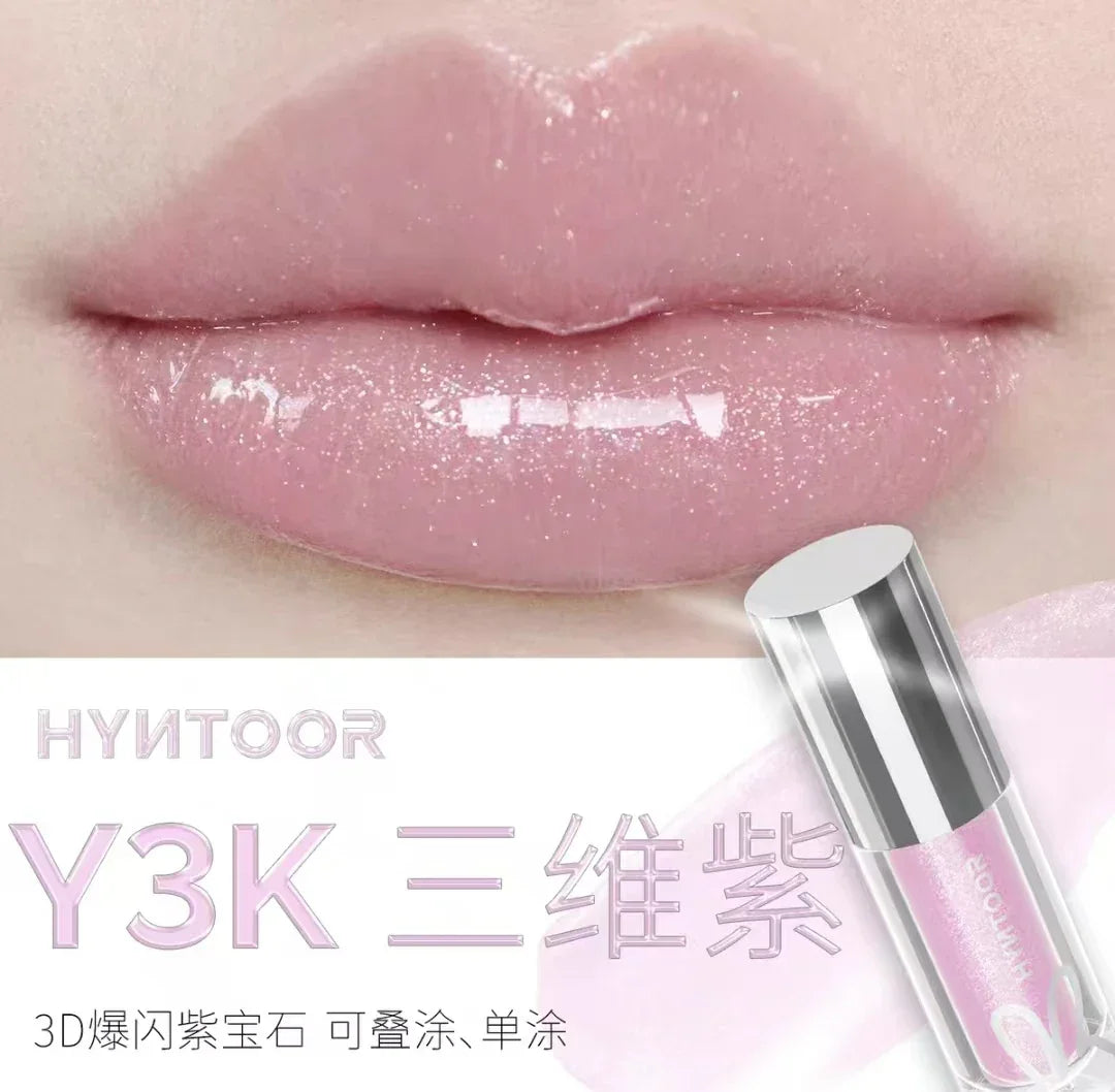 HYNTOOR Lip Gloss Shiny Shimmer Mirror Hydrating Moisturizing Water Shine Lipstick Nourishing Care Dewy Lip Makeup