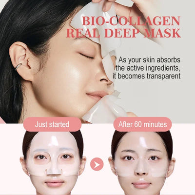 1-10Pcs Bio Collagen Face Mask Shrink Pores Deep Hydrating Overnight Mask Moisturizing Refreshing Brightening Face Skin Care - Elanique