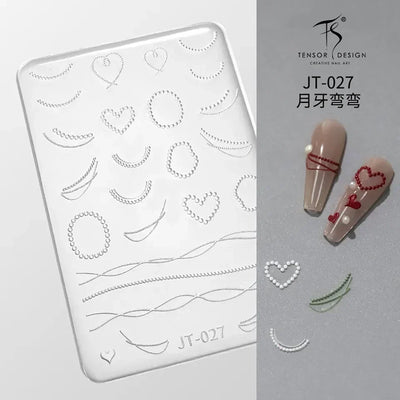 Geometric Bowknot Grid Lace Flora Edge Nail Art Silicone Carving Mold Mould Star Daisy Flower Charms Bow Tie Snowflake Template