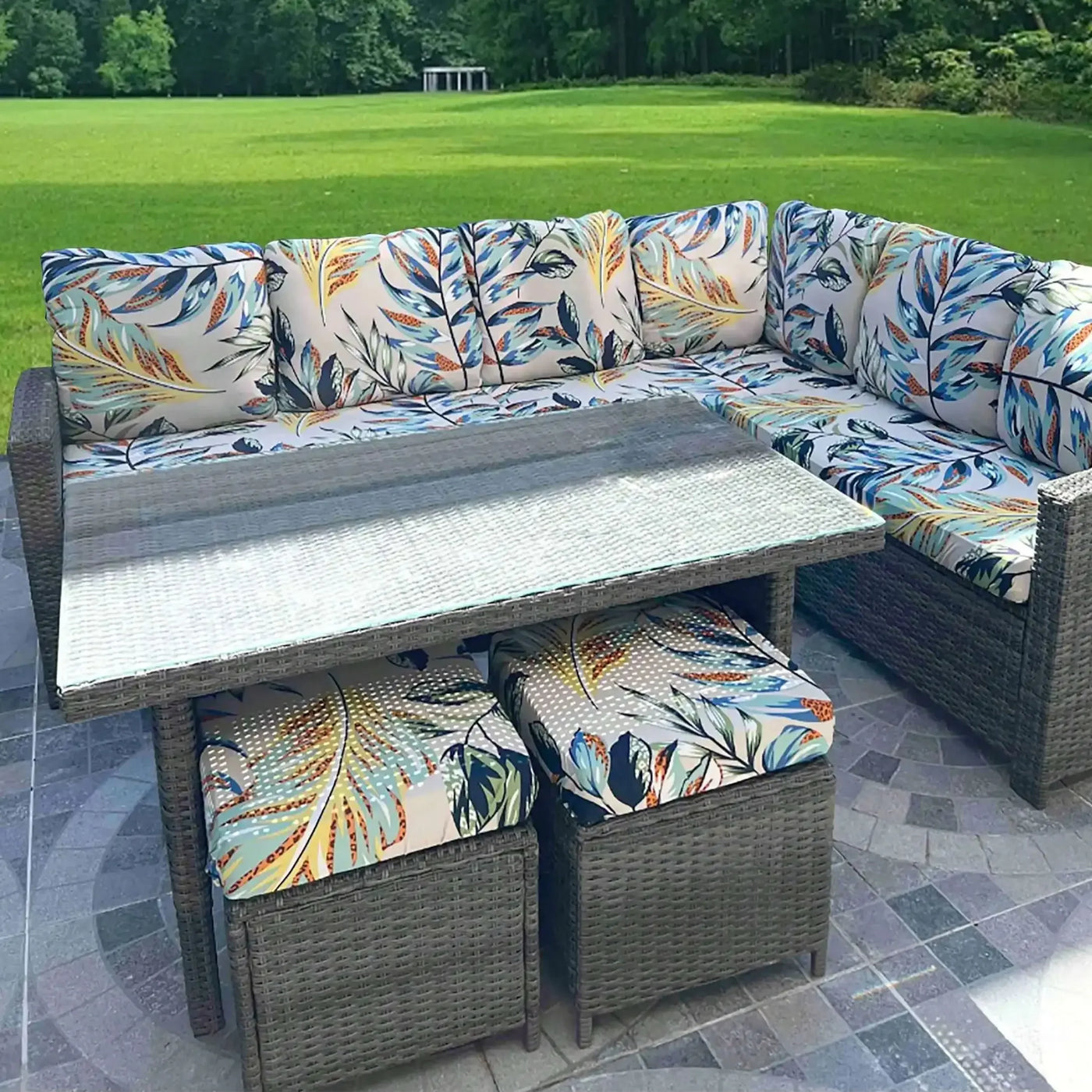 Outdoor Tropical Print Sofa Cushion Covers - Non-Slip Furniture Protectors, Replacement for Individual Seat Cushions