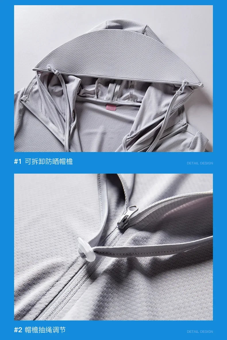 Summer Men's UPF 50+ UV Protection Lightweight Hoodie Long Sleeve SPF Jacket