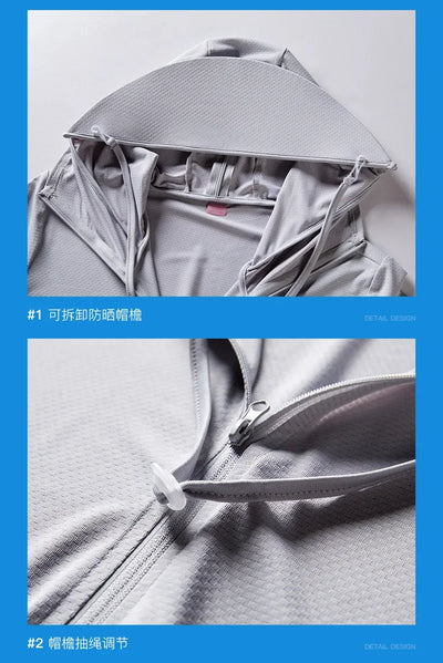 Summer Men's UPF 50+ UV Protection Lightweight Hoodie Long Sleeve SPF Jacket