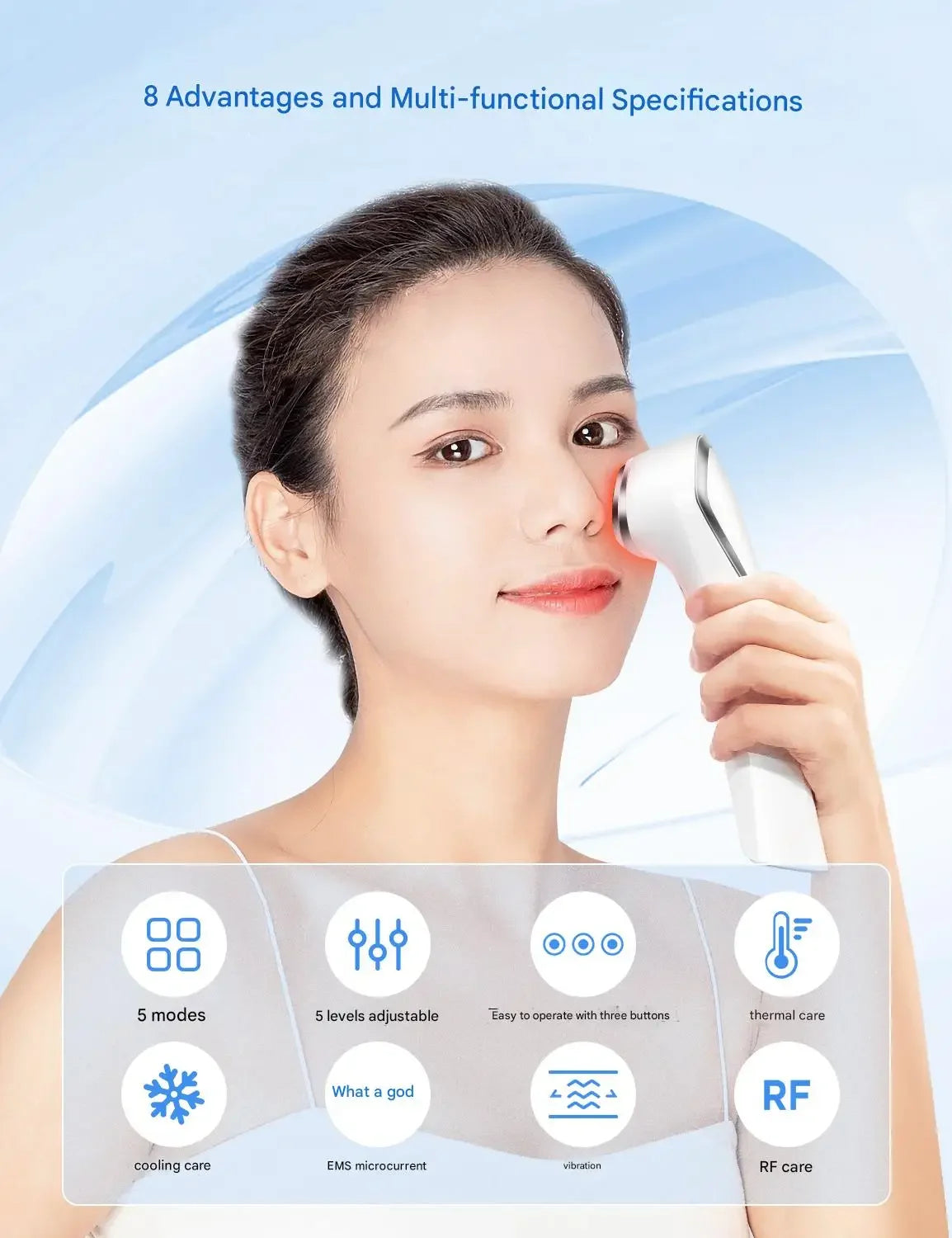 Microcurrent Facial Device 5-in-1 Facial Massager Red Light Therapy Beauty Device for Face and Neck Skin Rejuvenation Lifting