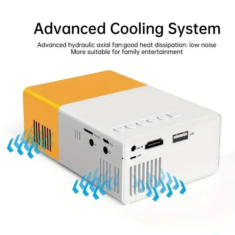 Mini portable YG300 projector, suitable for home theater, phone, compatible with USB and HDMI connections