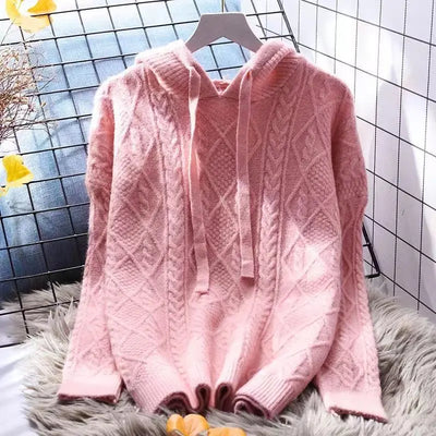 Bottom Sweater Knitted Sweater for Women in Autumn Hooded Sweater New Style 2025 Thickened Fashionable Top
