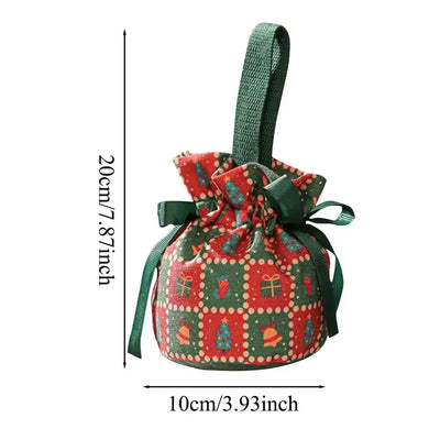 Christmas Gift Bag Candy Bags With Drawstrings Bow Cartoon Candy Packaging Box Party Supplies Linen Storage Bag Christmas decor