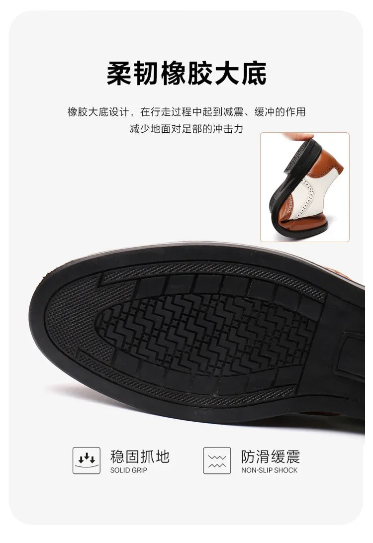 Retro Men's Oxford Shoes Fashion Block Carved Casual Shoes Social Shoes Male Business Dress Leather Shoe Zapatos Para Hombres