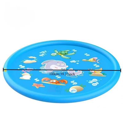 Baby Play Water Games Mat - 100cm Children Beach Pad, Outdoor Inflatable Spray Water Sprinkler