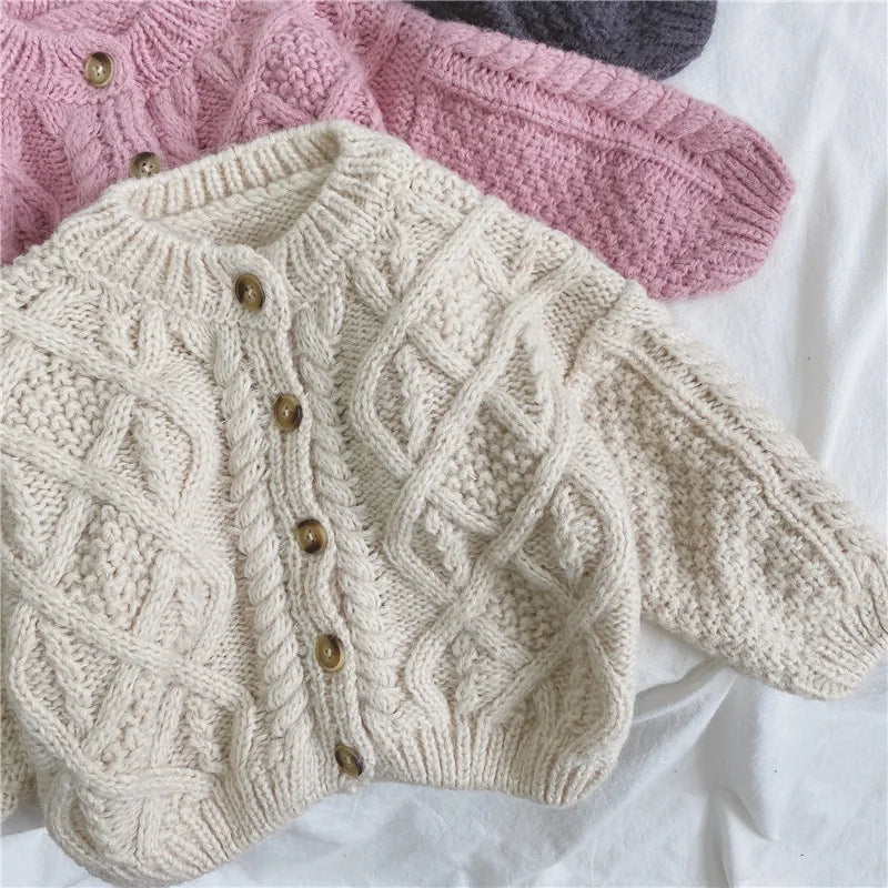 Girls' Sweater Coats 2025 Spring Autumn New O-neck Solid Soft Knitted Cardigan Korean Children's Casual Loose Sweaters