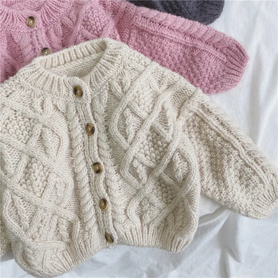 Girls' Sweater Coats 2025 Spring Autumn New O-neck Solid Soft Knitted Cardigan Korean Children's Casual Loose Sweaters