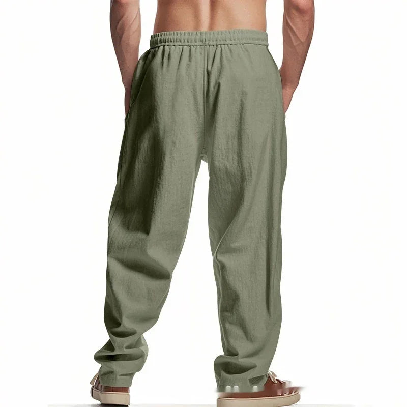 Men's Linen Wide-leg Pants for All Seasons Hip-hop Street Fashion Casual Pants Loose and Versatile Breathable Trousers for Men