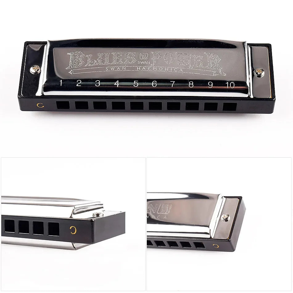 Diatonic Blues Harmonica 12 Keys Available Mouth Organ Harmonica10 Hole 20 Tone Diatonic Harp with Case for Student Teacher Gift