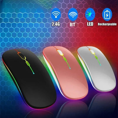 Wireless Mouse Bluetooth-Compatible Gaming Mouse (Dual Mode:BT+2.4Ghz) Ergonomic Rechargeable Mice for PC/Laptop/Macbook  ﻿