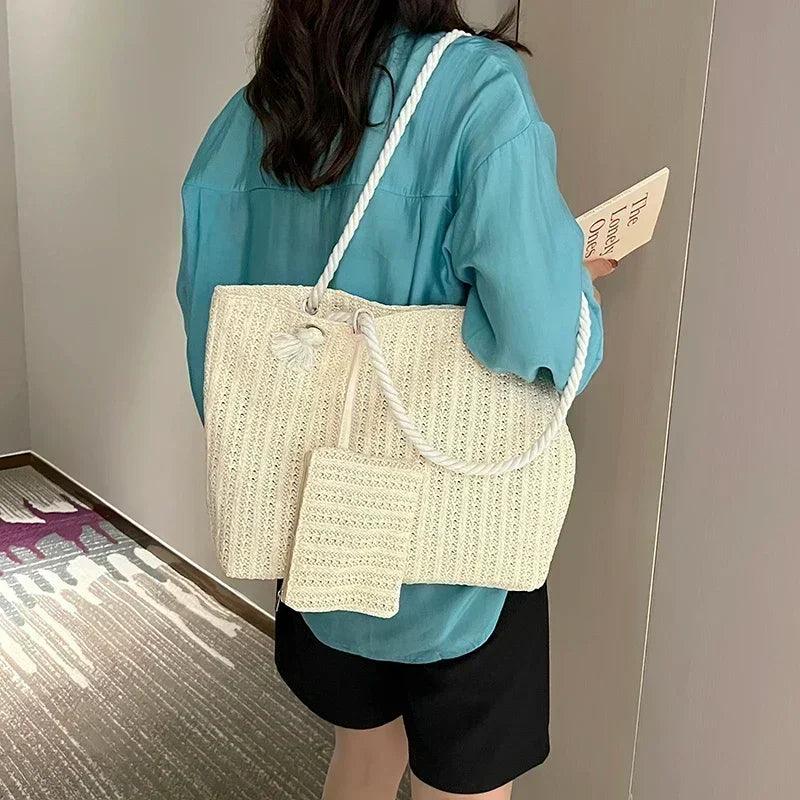 Designer women handbags fashion large capacity straw tote bag summer beach casual bali big purse