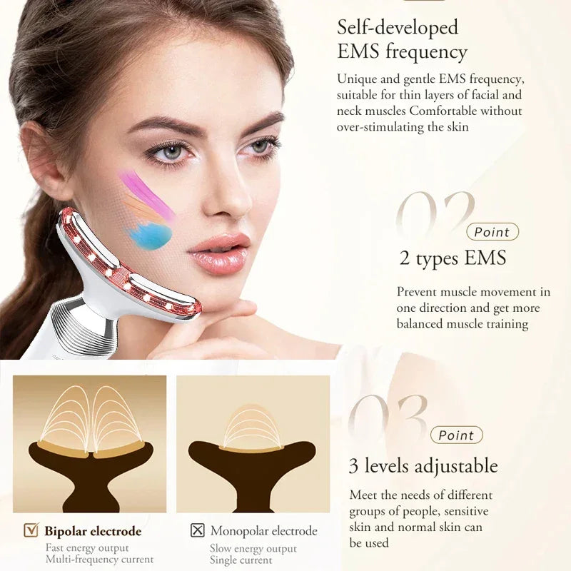 Neck EMS Photon Therapy Beauty Facial Lift Machine Facial Massager Firming Double Chin Anti Wrinkle Neck Lifting Beauty Device