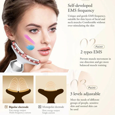 Neck EMS Photon Therapy Beauty Facial Lift Machine Facial Massager Firming Double Chin Anti Wrinkle Neck Lifting Beauty Device