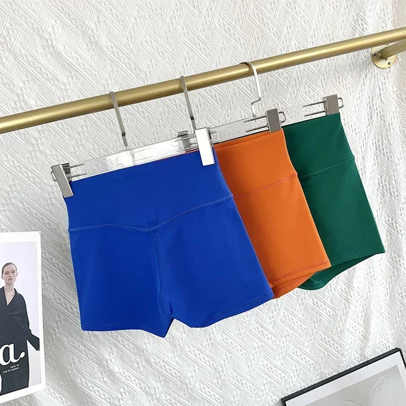 Women Sports Biker Shorts Women Naked Feeling High Waist Yoga Shorts Push Up Fitness Leggings Tummy Control Yoga Slim Shorts🩳👍