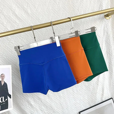 Women Sports Biker Shorts Women Naked Feeling High Waist Yoga Shorts Push Up Fitness Leggings Tummy Control Yoga Slim Shorts🩳👍