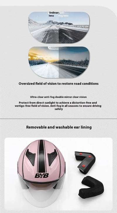 Motorcycle Equipments Open Face Helmet For Men Women Dual Lens Sun Visor Face Shield Top Lightweight Scooter Retro 3/4 Headwear