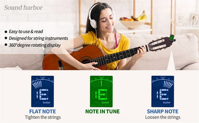 Guitar Tuner For All Instruments Clip on Electronic Tuner for Guitar Bass Ukulele Violin Mandolin Banjo