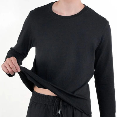 Men's Casual Round Neck Cotton Moisture Wicking Long Sleeve T Shirts | Tees | Tanks | White, Black Undershirts Loose Fit