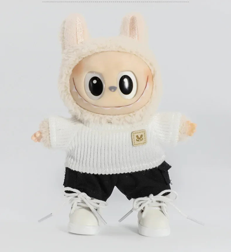 Labubu 17cm  Shoes Fashion labubu Canvas Shoes Clothes Cartoon Baby Canvas Leather Shoes Doll Universal Clothing Accessories