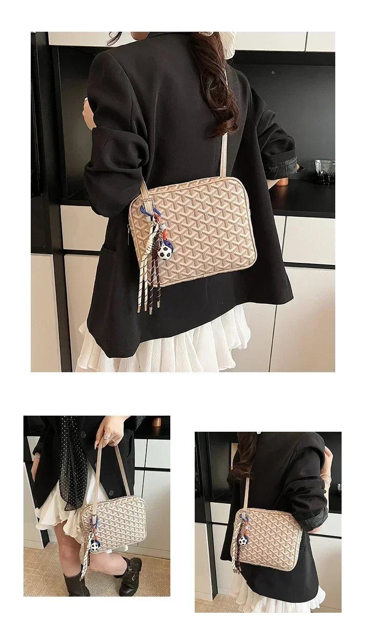 Popular leather handbags for ladies - famous designer shoulder bag with classic messenger features