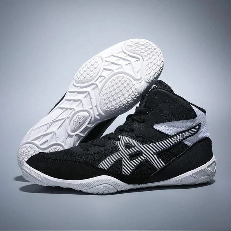 High Top Children Size 30-38 Boxing Wrestling Shoes Womens SAMBO Squat Fitness Sneakers White Blue Breathable Fighting Boots