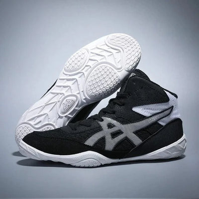 High Top Children Size 30-38 Boxing Wrestling Shoes Womens SAMBO Squat Fitness Sneakers White Blue Breathable Fighting Boots