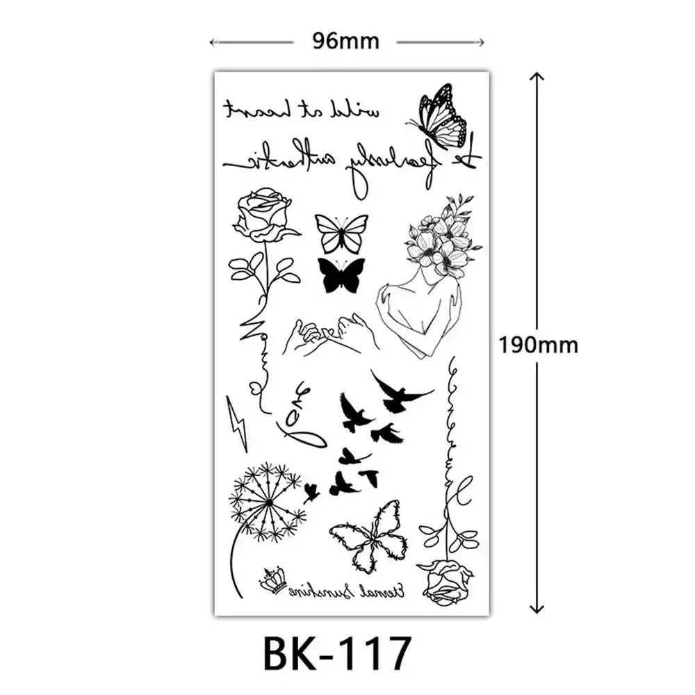 Sexy Temporary Tattoos For Women Water Transfer Sketch Tattoo Sticker Long Lasting Waterproof Body Art Tattoos Accessories