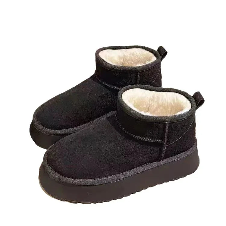 Snow boots for women in winter 2024, with thick fleece and anti slip insulation, large size cotton shoes, short tube