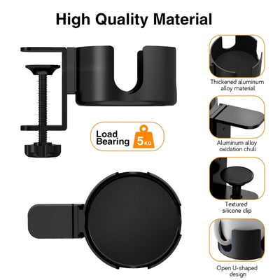 Desk Cup Holder Clip Mugs Storage Rack Adjustable Drink Mount Clip On Table AntiSpill Cup Holder for Water Flasks, Coffee Mugs