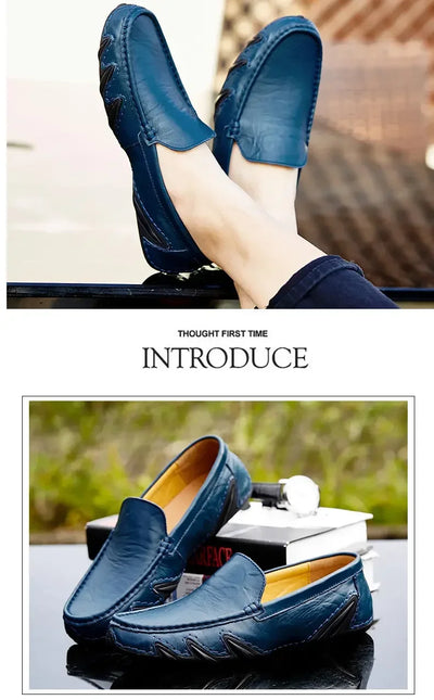 Autumn Shoes for Men Leather Casual Shoes Luxury Italian Men's Loafers Moccasins Breathable Black Versatile Driving Shoes 2024