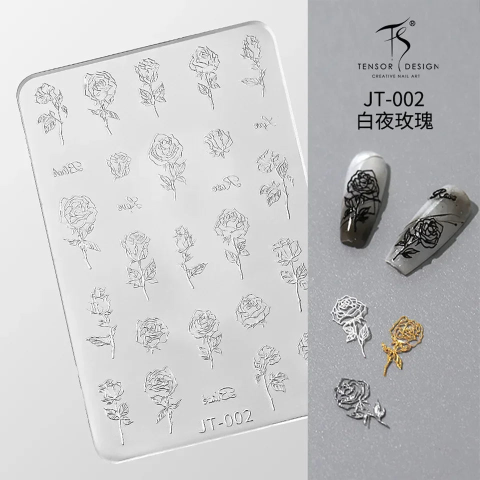 Geometric Bowknot Grid Lace Flora Edge Nail Art Silicone Carving Mold Mould Star Daisy Flower Charms Bow Tie Snowflake Template