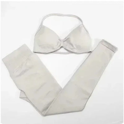 2-Piece Yoga Set 2025 Summer Yoga Set Gym Women's Yoga Fitness Set Hip Pants Neck Bra Pilates Set Multi-color No Printing