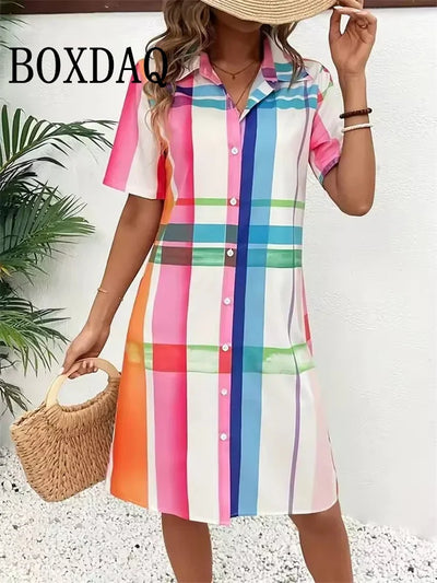 Women‘s Geometri Printed Short Sleeve Dresses