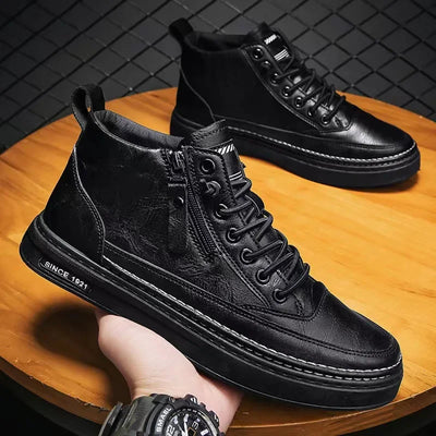 Handmade Leather Casual Shoes for Men Design Sneakers Man Comfortable High Top Boots Men's Loafers Platform Moccasins Driving
