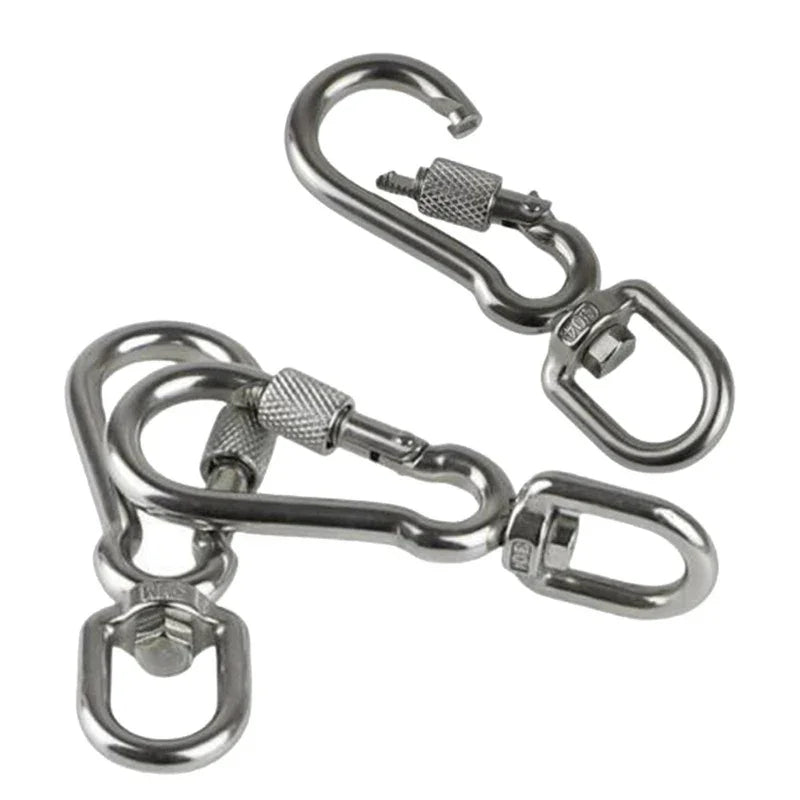 Stainless Steel Hook with Swivels for Dog Collar Carabiner with Swivels Joint Bolted Carabiner for Pet Leashes/Camping Tent