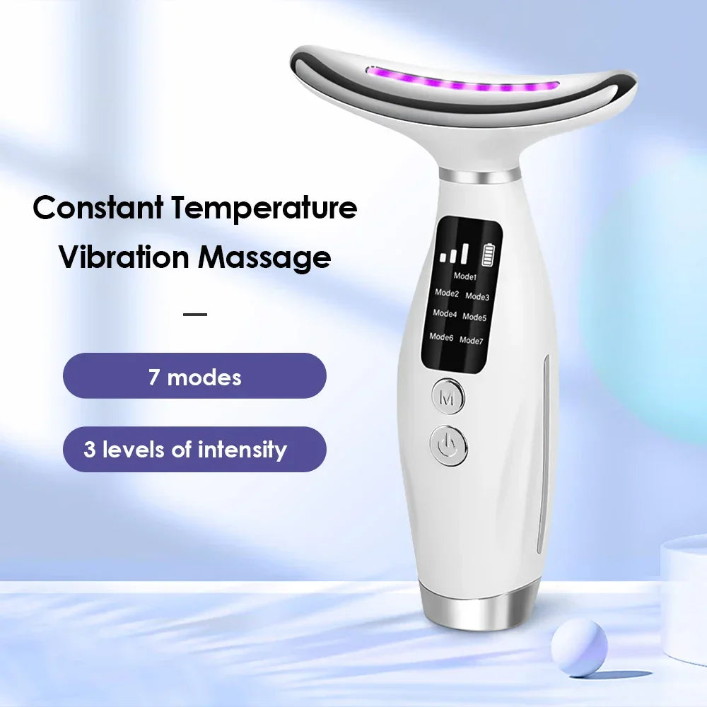 Neck Face Beauty Device 7 Color Light Skin Tighten Reduce Double Chin Anti Wrinkle Facial Lifting Massager