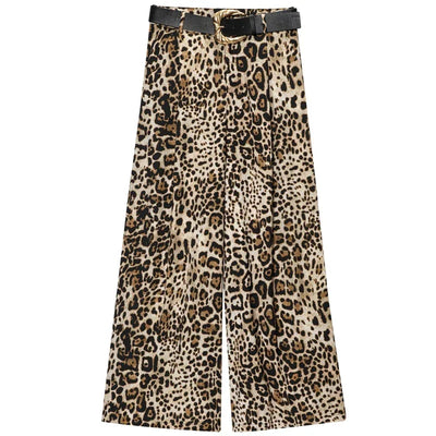 TRAF Women's Pants High Waist Wide Leg Pants with Belt Satin Long Trousers Pockets Casual Baggy Pants Summer Elegant Lady Pants