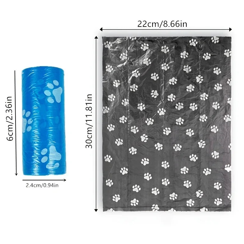 1 Roll Pet Poop Bags Disposable Dog Waste Bags Bulk Poop Bag Dispenser Bags with Paw Prints Garbage Bag - Elanique