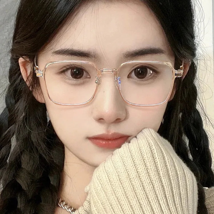 Blue Light Blocking Glasses Fashion High-end Men Optical Clear Glasses Black Oversized Square Frame Eyeglasses Women Eyewear