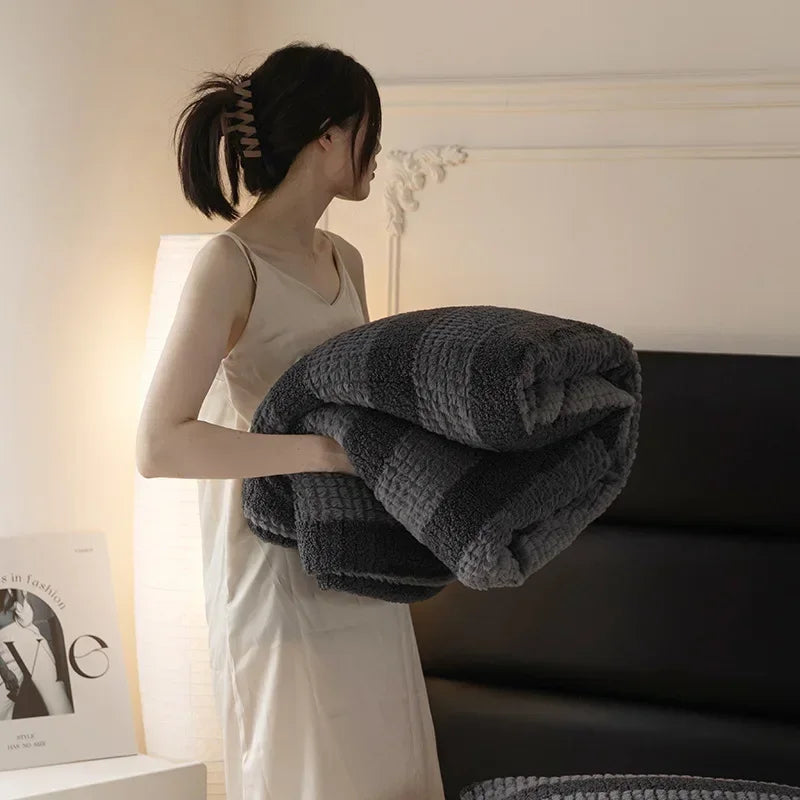 Teddy Fleece Blankets Stitch Winter Cozy Soft Blankets Multifunctional Farley Plush Blanket Cover Thermal Mat for Home Plaid 이불