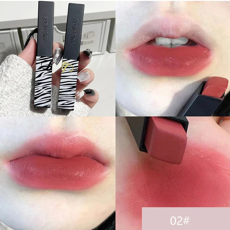 Matte Lipstick Nude Smoked Rose Lip Colour Velvety Lip Tint Solid LipGloss Waterproof Makeup Long Lasting Cosmetic