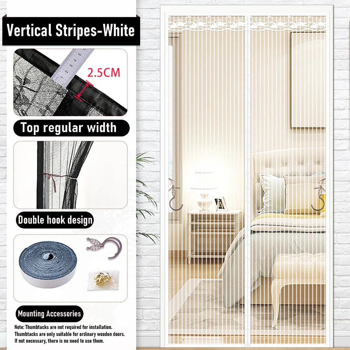 Magnetic Screen Door，Pet Friendly Walk Through Door Screen Magnetic Closure- Magnetic Screen Door Mesh Keeps Bugs Out-White