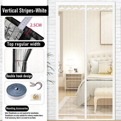 Magnetic Screen Door，Pet Friendly Walk Through Door Screen Magnetic Closure- Magnetic Screen Door Mesh Keeps Bugs Out-White