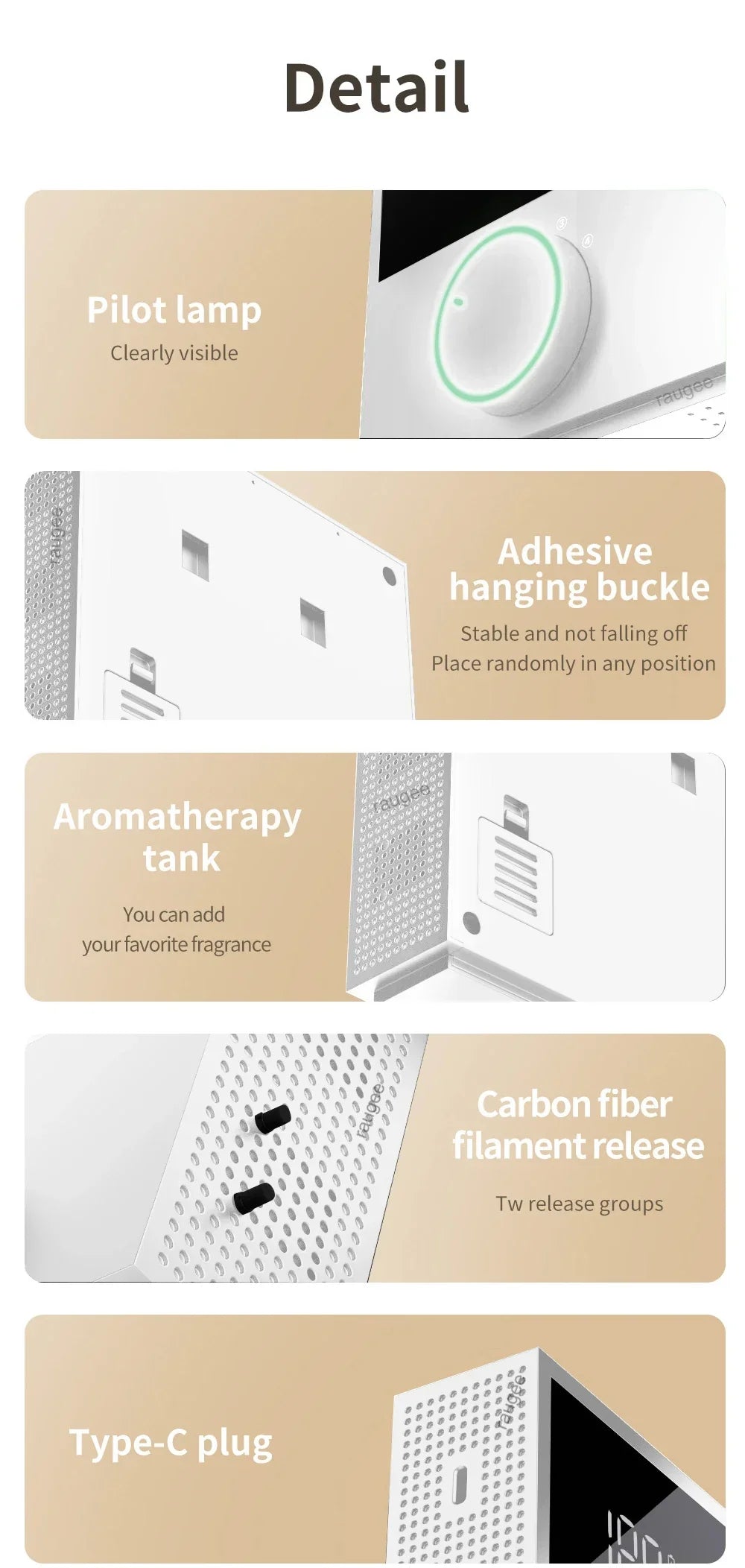 Air Purifier for Home 2400Mah USB Rechargeable Negative Ion Air Purifier Low Noise Smart Air Ionizer with LED Digital Display