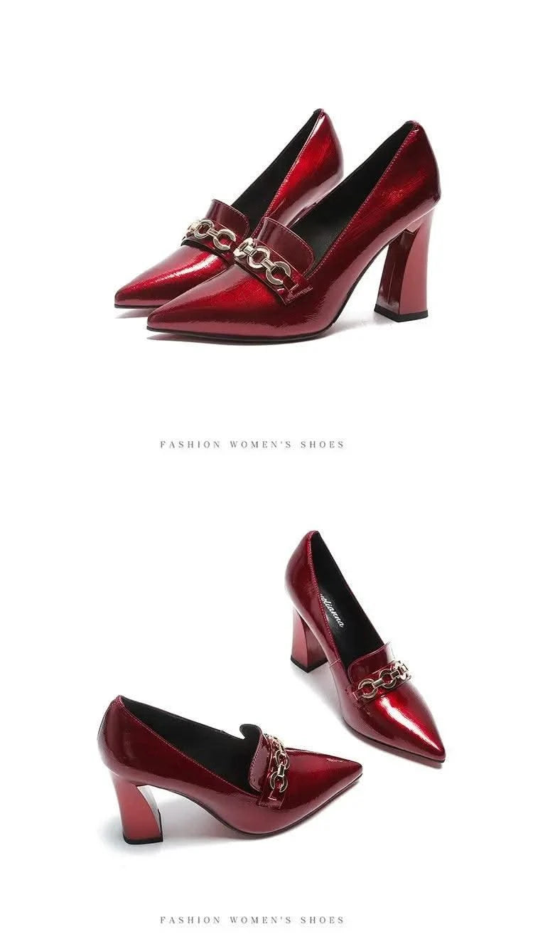 Waterproof Shallow Patent Leather Platform High Heels Shoes | Large Size | High Quality Women's Fashion Shoes 2025 New