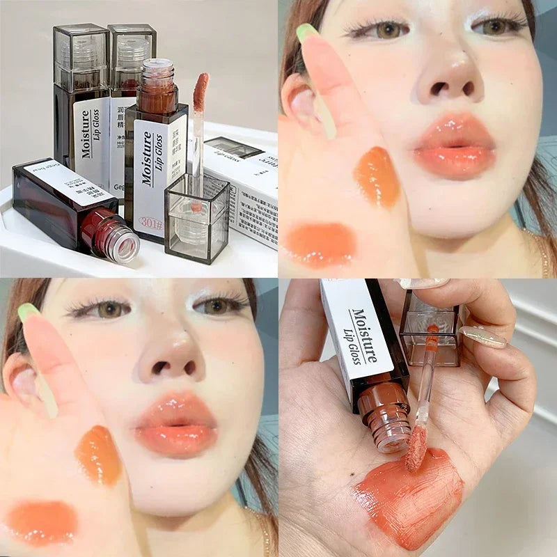 Nude Grey Mirror Jelly Lip Gloss Water Light Gloss Moisturizing Non-stick Cup Stain Lip Glaze Waterproof Lasting Makeup Cosmetic