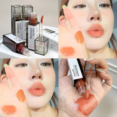 Nude Grey Mirror Jelly Lip Gloss Water Light Gloss Moisturizing Non-stick Cup Stain Lip Glaze Waterproof Lasting Makeup Cosmetic